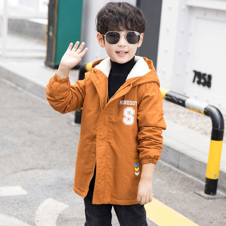 Children’s jacket winter new plus velvet Korean version of the big children’s tide loaded children’s windbreaker