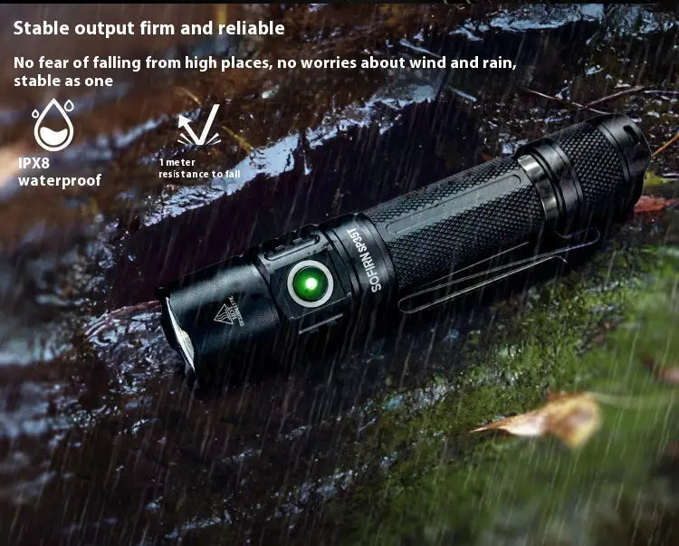 40W Black Battery Flashlight for Outdoor Camping Equipment and Long Shot Outdoors