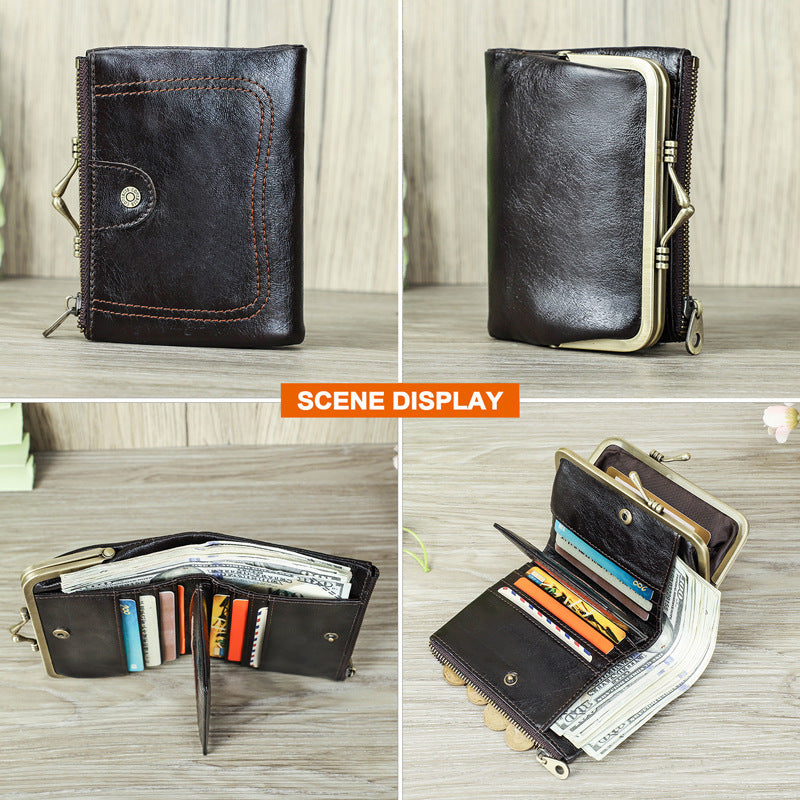 Anti-theft Swiping Top Layer Cowhide Women’s Wallet - Thief-Proof Layer Cowhide Wallet for Stylish Crime-Fighters