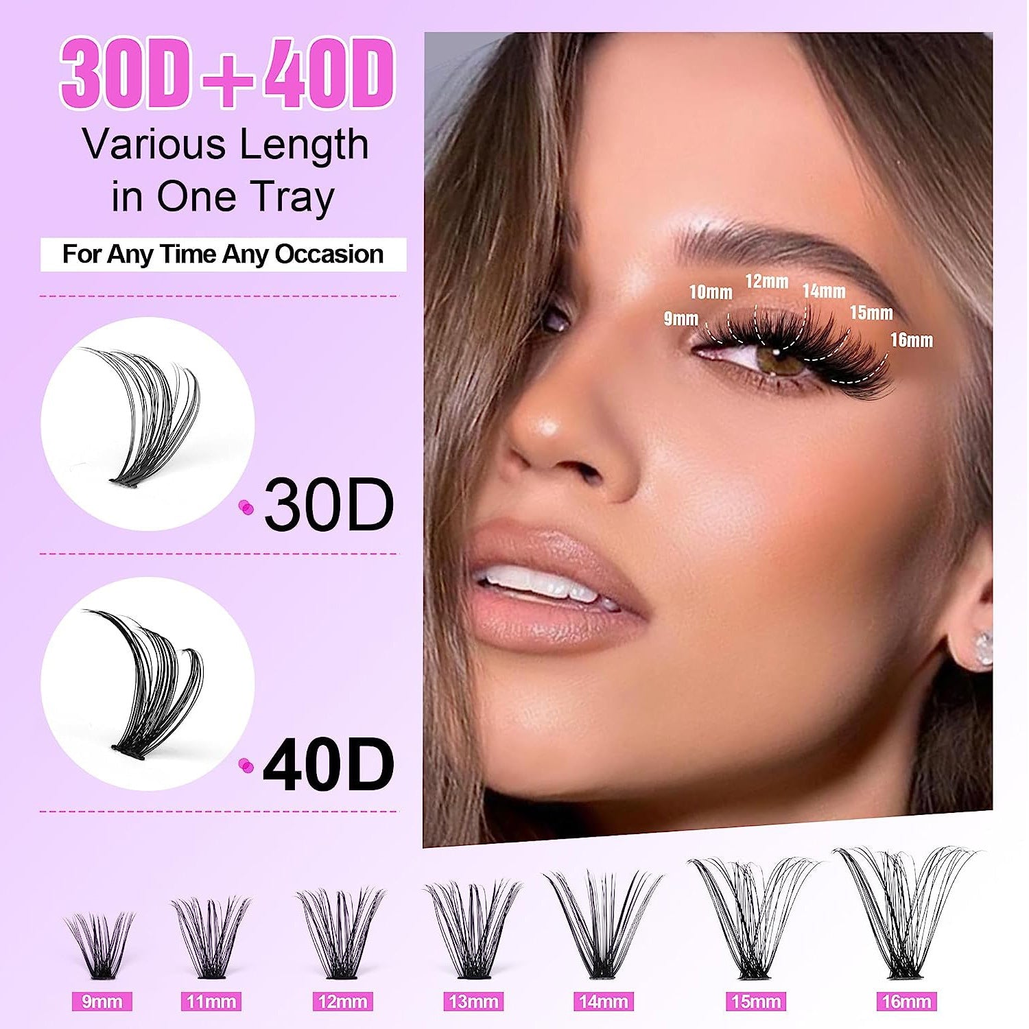 30D 40D Eyelashes Mixed Set with Tweezers and Double-Ended Glue - Teleplus 30d40d eyelashes false mixed