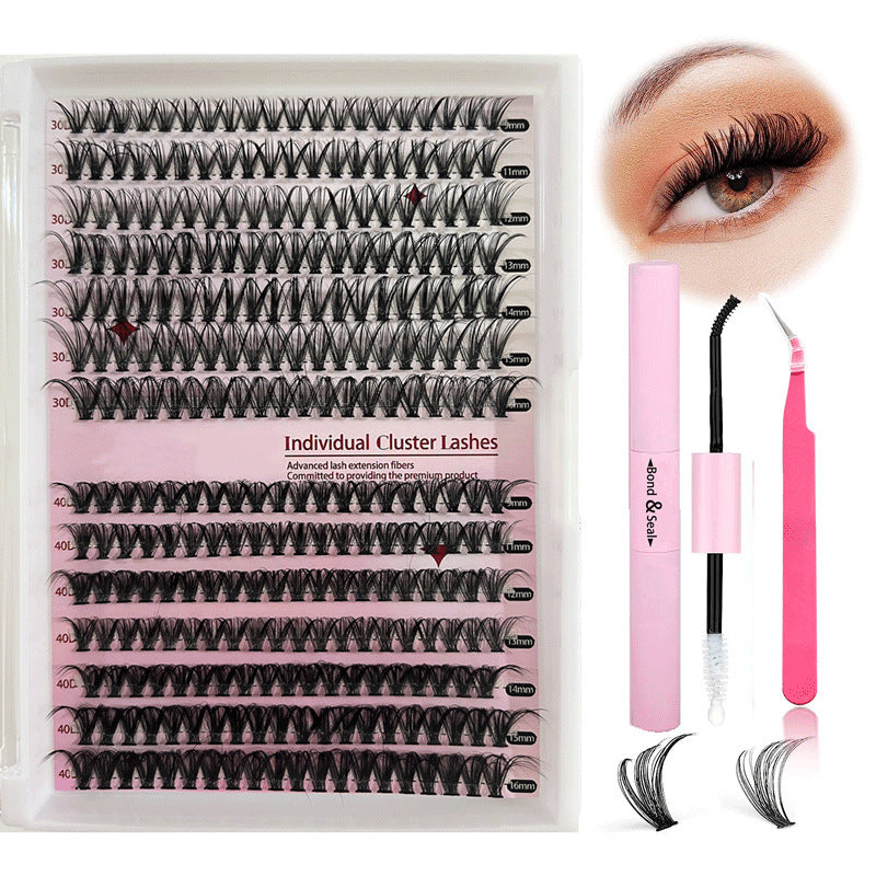 30D 40D Eyelashes Mixed Set with Tweezers and Double-Ended Glue - Teleplus 30d40d eyelashes false mixed