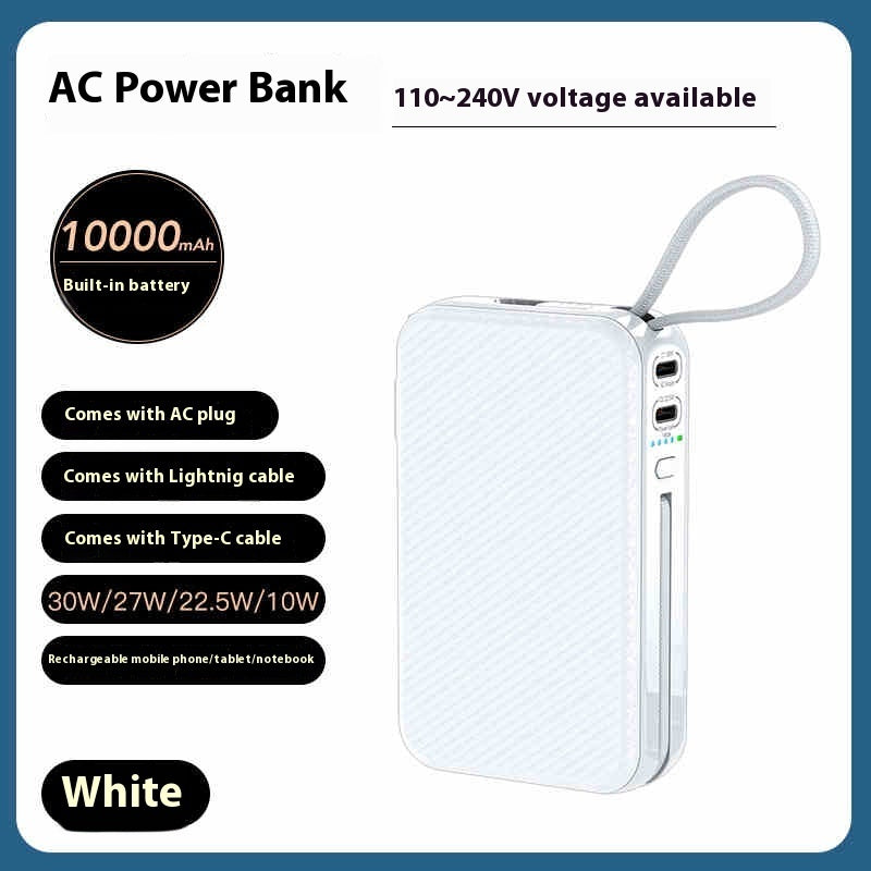 30W Power Bank with Plug Cord High Capacity Lithium Battery Cells - Teleplus 30w power bank plug cord