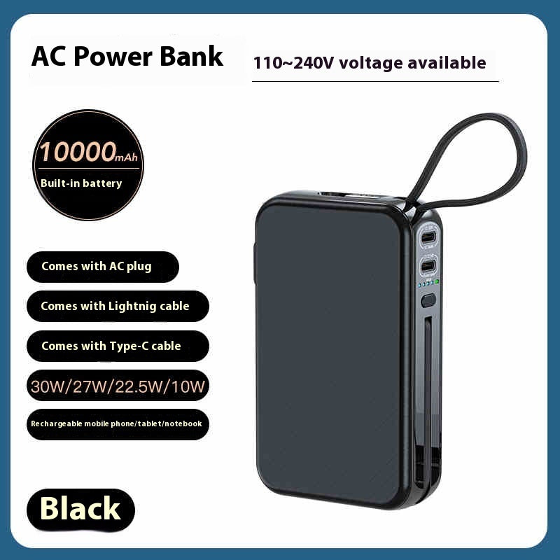 30W Power Bank with Plug Cord High Capacity Lithium Battery Cells - Teleplus 30w power bank plug cord
