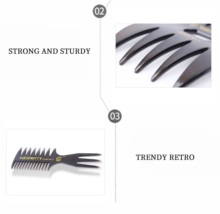 Men’s Special Retro Back Head Texture Styling Oil Comb