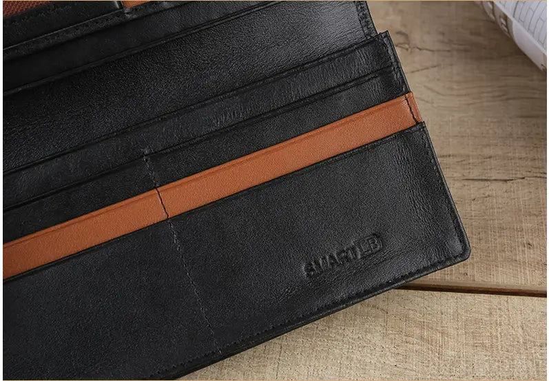 Leather Wallet with Two Fold Opening in Black for United States and CHF