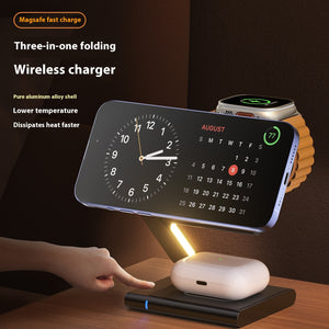 Folding Mobile Phone Headset Watch Three-in-one Wireless Charger - Folding Three-in-One Charger for Mobile Phone