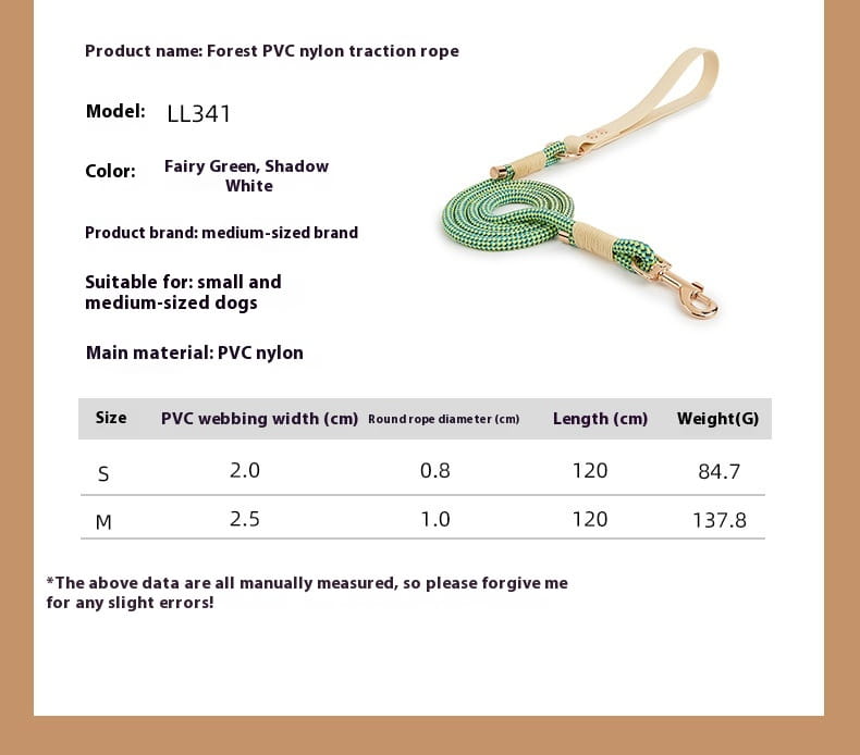 Collier de chien en nylon en nylon réglable et harnais avec anneau de chaîne pour animaux de compagnie