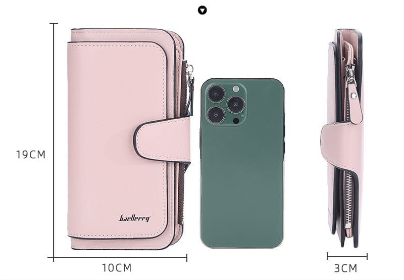 Portfel skórzany z litego koloru z poliestrową podszewką na codzienne