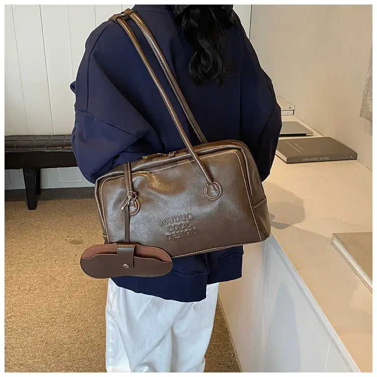 Casual Tote Bag Retro Fashion Polyester Cotton Brown and Red