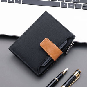 Men’s Button Short Wallet Oxford Cloth Large Capacity Canvas Wallet - Big Wallet for Small Men’s Dreams and Many Cards