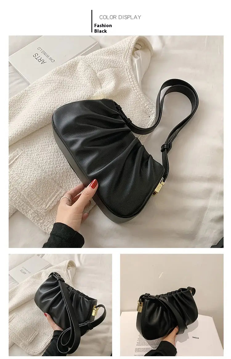 Pleated Cloud Bag Underarm Leather Shoulder Messenger in Multiple Colors
