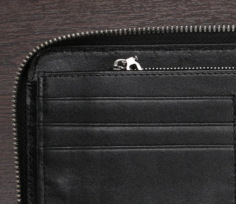 Men’s Crocodile Leather Wallet with Zipper Card Holder in Black or Brown