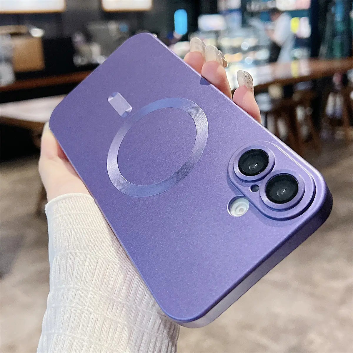 Metallic Paint Magnetic Phone Case for iPhone Non-Apple Brand Compatible