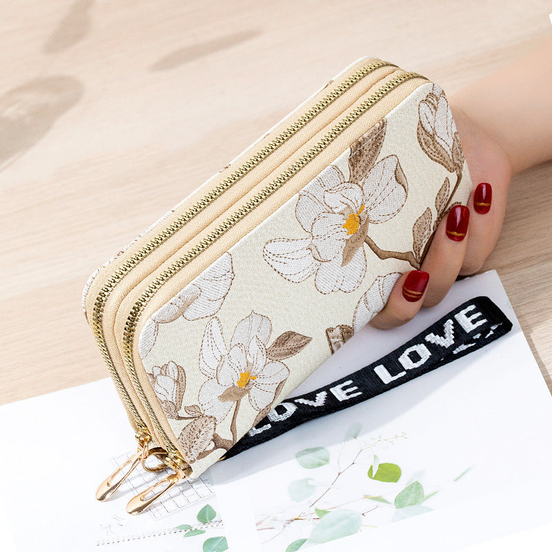 Long Double Zipper Flower Large-capacity Wallet - Flower Power Wallet for Organizing Your Cash Chaos