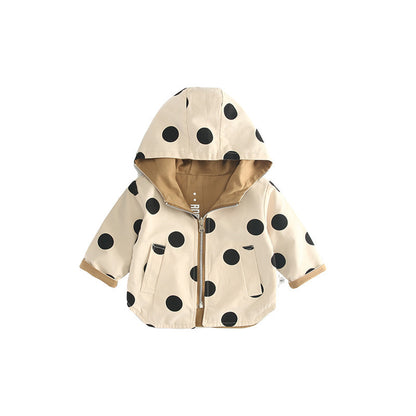 Baby cotton jacket spring and autumn hooded wear on both sides