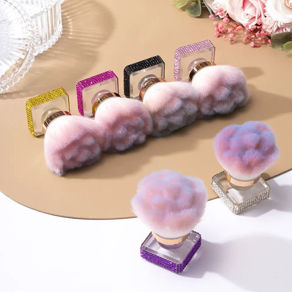 Peria de machiaj de strasuri colorat de cristal de lux Instrument cosmetic