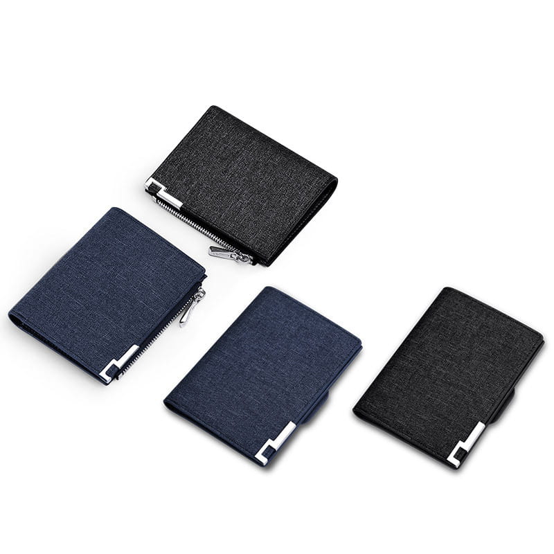 Denim Wallet for Men with Card Slots and Coin Pocket in Blue or Black