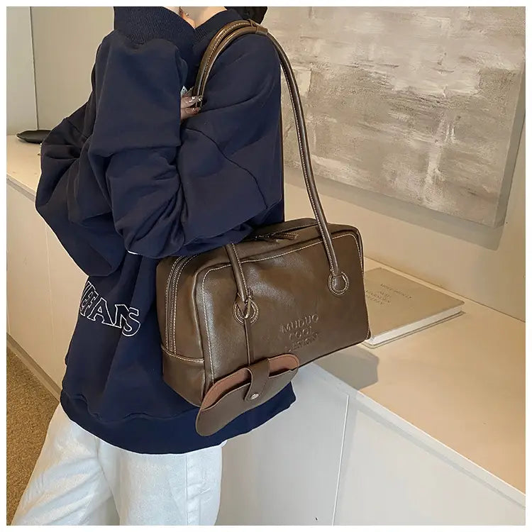 Casual Tote Bag Retro Fashion Polyester Cotton Brown and Red