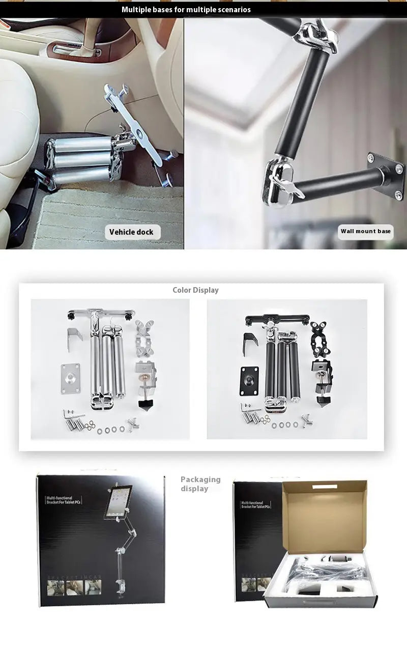 Extensionable Desktop Tablet Computer Stand with Multiple Sections and Bases