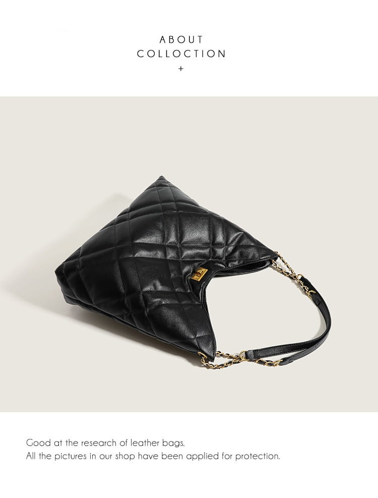 Classic Style Rhombus Urban Shoulder Bag with Large Capacity Genuine Leather Chain