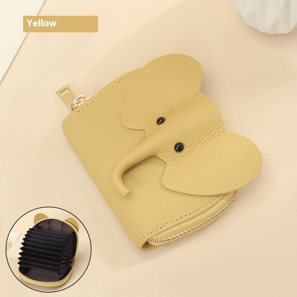 Leather Organ Card Holder Bags Creative Elephant Zipper Wallet Fashion Bag - Zipper Wallet for Trendy Elephants