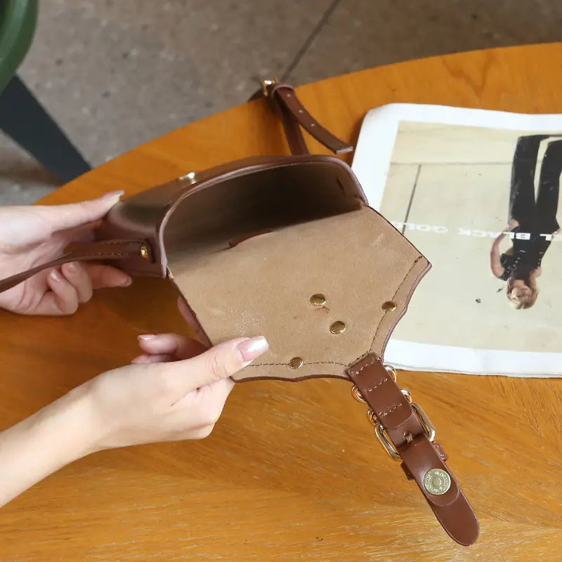 Sac fourre-tout en cuir Pu Pu avec poche de téléphone à main carré dur moyen dur