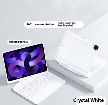 360 Swivel Keyboard Clear Case For IPad Smart Trackpad Bluetooth Keyboard Case Cover With Pen Slot - Core Transparent