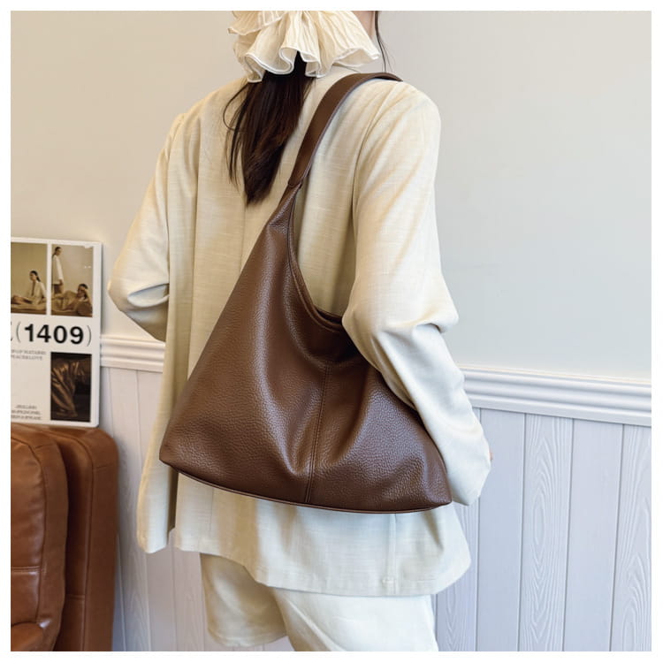 Borsa per secchio in pelle PU con tasche con cerniera borsetta di grande capacità per le donne