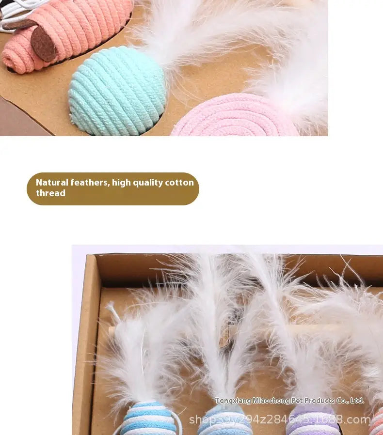 Seitsmetükk puuvill Cat Cat mänguasja, mis on seatud tahketes ja segavärvides