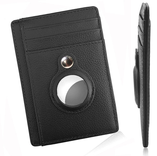 AirTag Wallet Anti Theft Bullet Card Bag Multi-functional Rfid Card Holder Men’s Leather Slim Wallets For Airtag Air