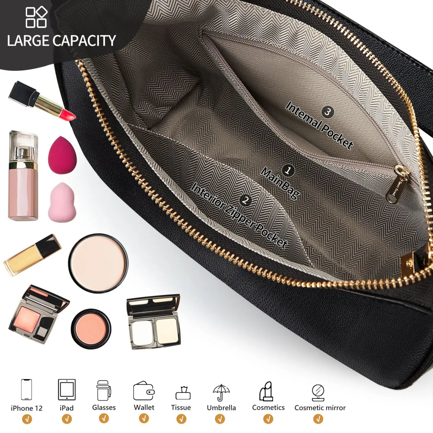 Adjustable PU Leather Crossbody Bag in Multiple Colors for Daily