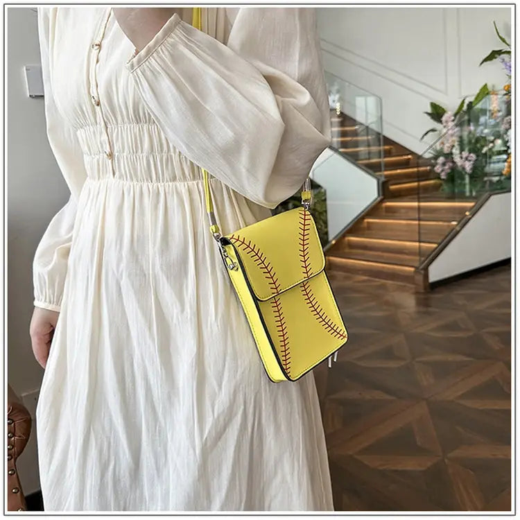 Fehér és sárga puha PU válltáska belső cipzárral