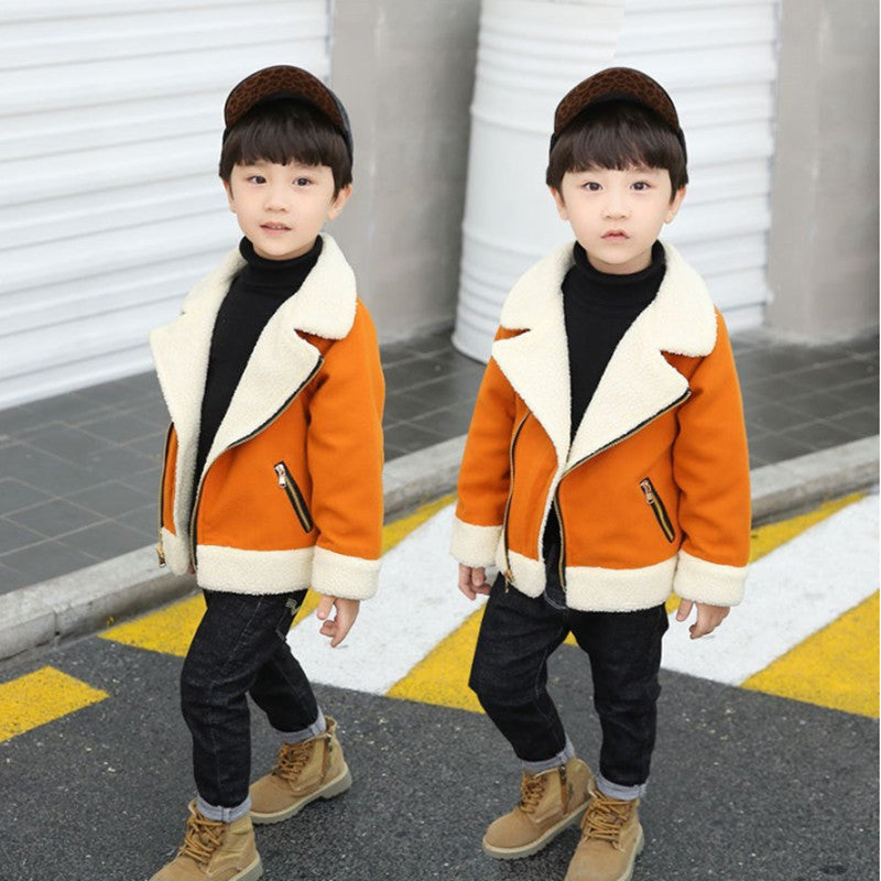 Children’s Thickened Fleece Wool Top Lamb Wool Coat