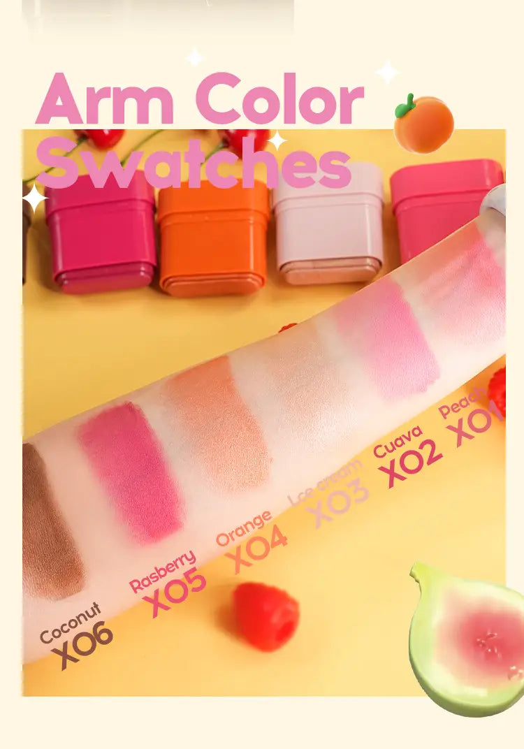 Flat Tube Fruit Blush Stick 10g Cream for Natural Lip and Cheek Color