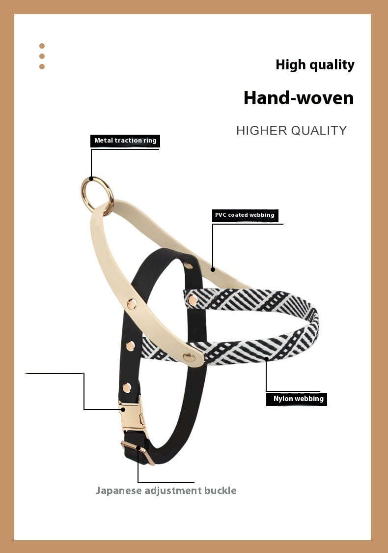 Collier de chien en nylon en nylon réglable et harnais avec anneau de chaîne pour animaux de compagnie