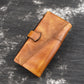 Vintage Rubbed Leather Fashion Stitching Long Wallet - Retro Style Wallet for Your Cash’s Best Adventures