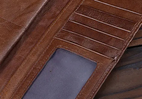 Unisex Leather Wallet in Brown with Zipper Buckle for the United States