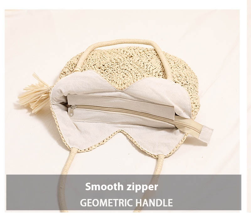 Plaid Grandma Style Tassel Woven Shoulder Bag Soft Medium Purse for Women