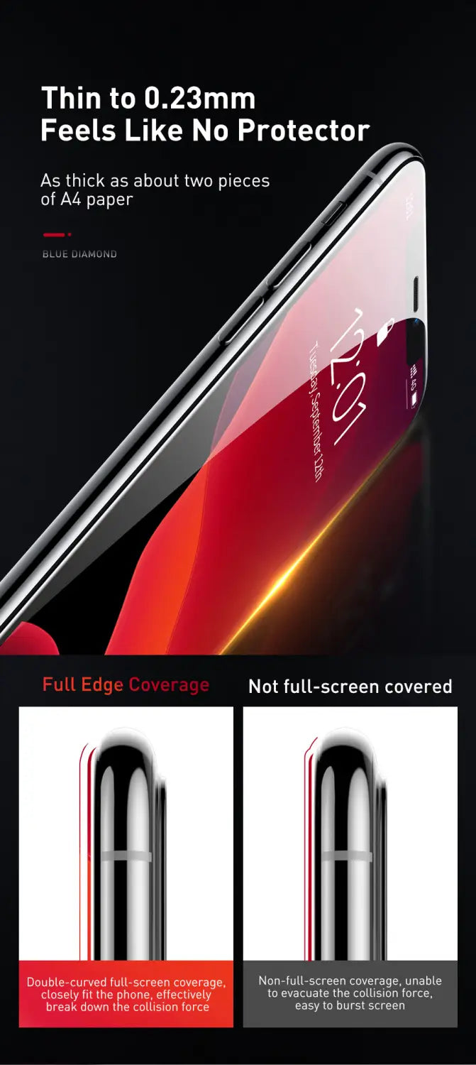 0.23mm Non Broken Edge Full-screen Curved Tempered Film For IPX XS 11 Pro 5.8 Inches