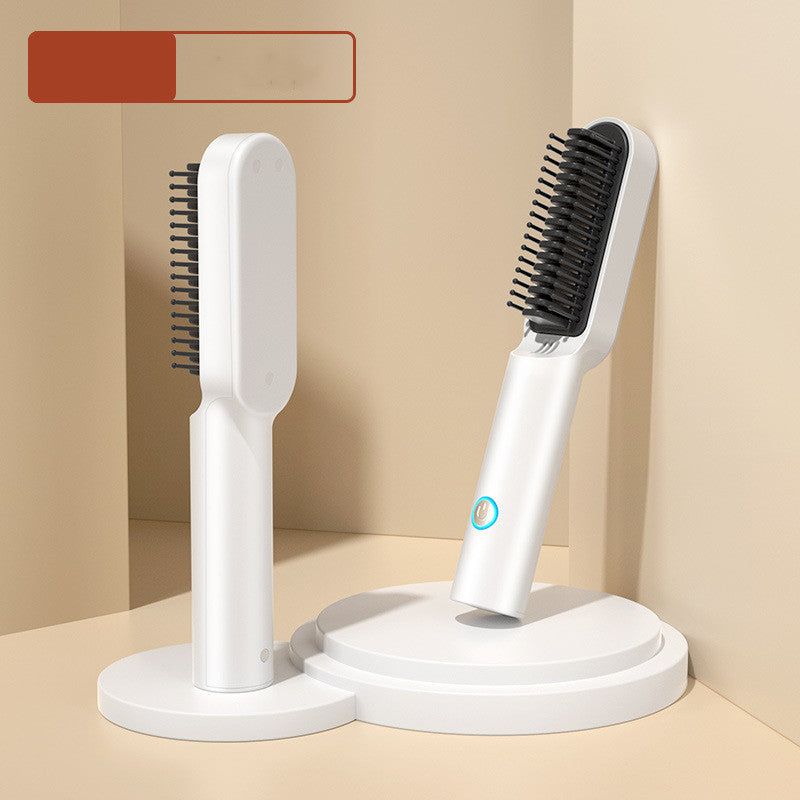 USB Portable Hot Air Comb Rechargable Professional Hair Dryer Brush 2 In1 Mini Hair Straightener Curler Brush Hair