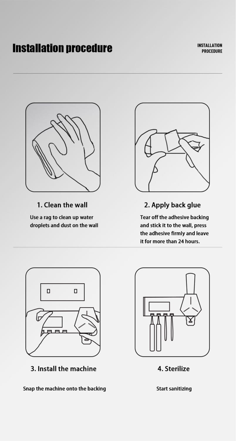 Dual Mode Wall Mounted UVC Ultraviolet Toothbrush Sterilizer System