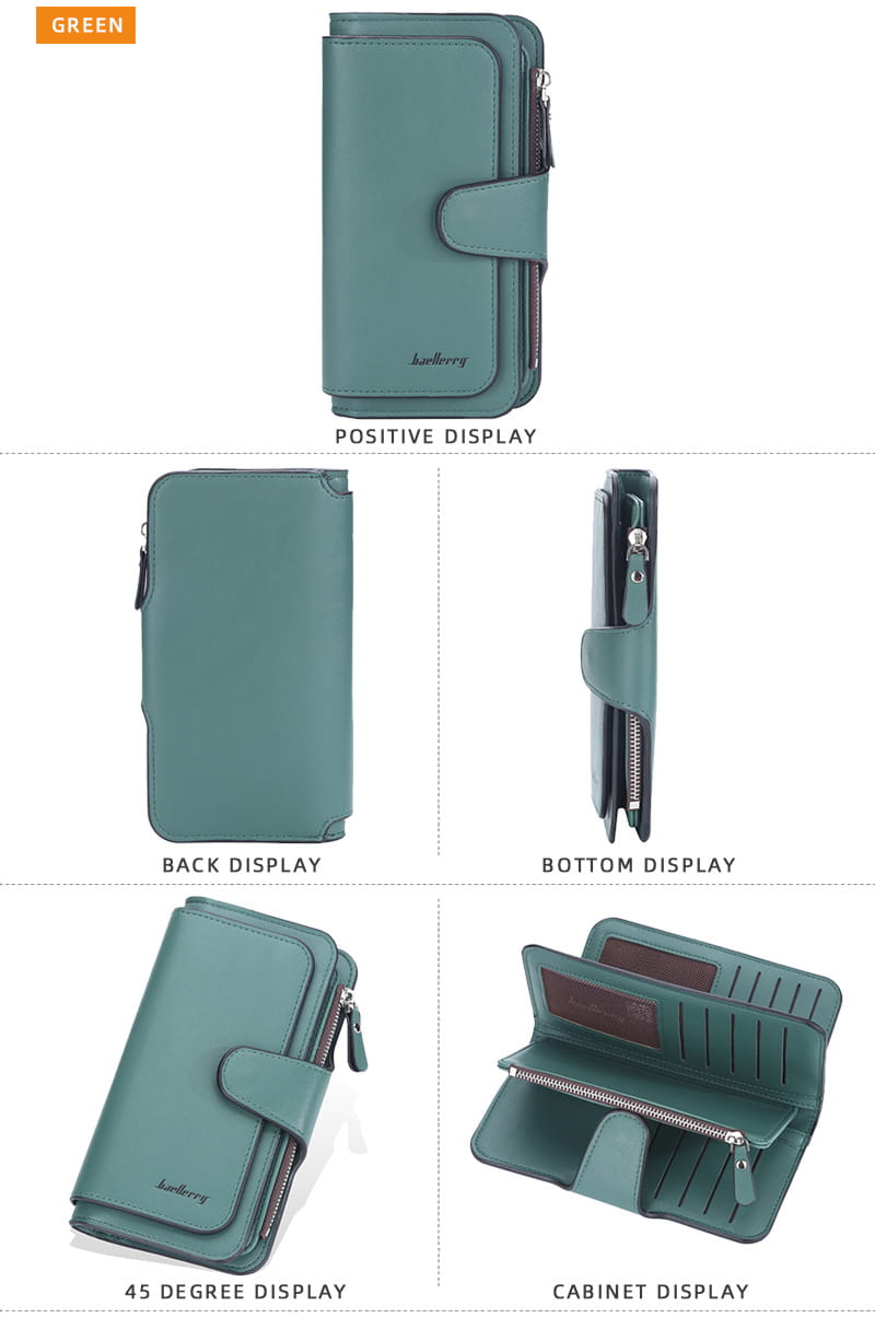 Portfel skórzany z litego koloru z poliestrową podszewką na codzienne