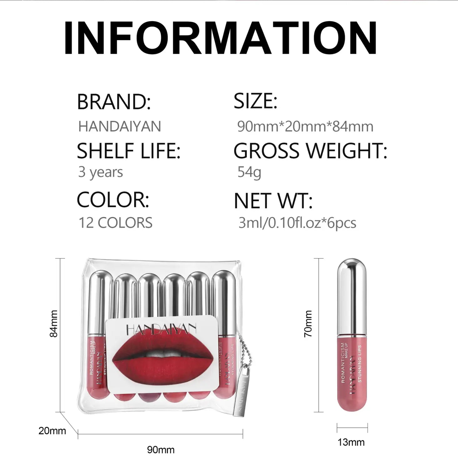 Waterproof 6-Color Lip Gloss Suit with Stain-Free Capsules for Lasting Wear