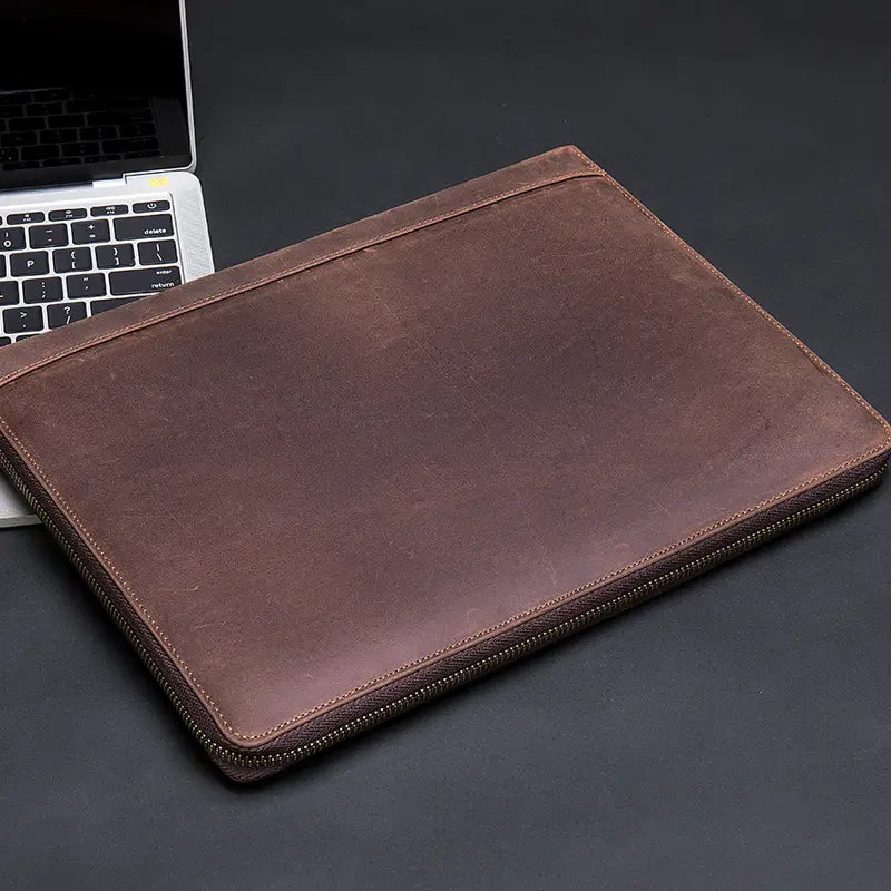 Leather Cowhide Card Holder for Men with Zipper and Photo Slots in United States