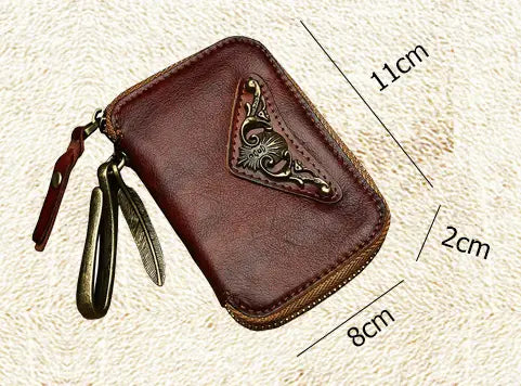 Men’s Leather Wallet with Card Slots and Heart Shape Design in Black or Brown
