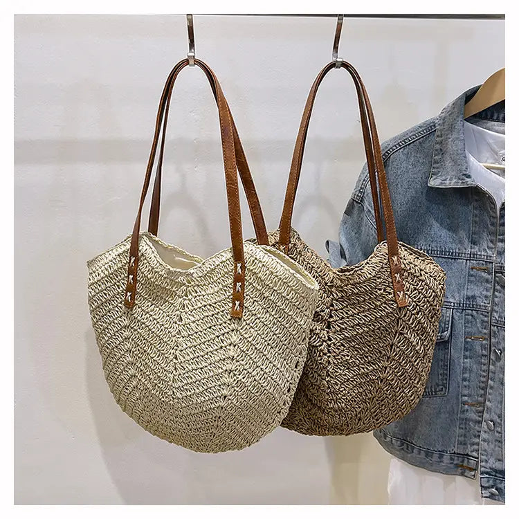 White Cotton Linen Tote Bag Large Travel Shoulder for Women and Men