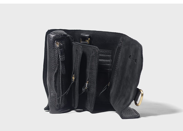 Vintage Cow Leather Wallet with Closure Tape in Black or Dark Brown