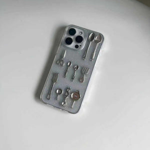 Creative Knife And Fork Retro Silicone Transparent Phone Case