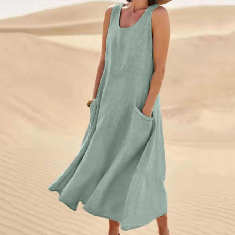 Breathable Cotton Linen Summer Dress for Women Lightweight Casual Sundress