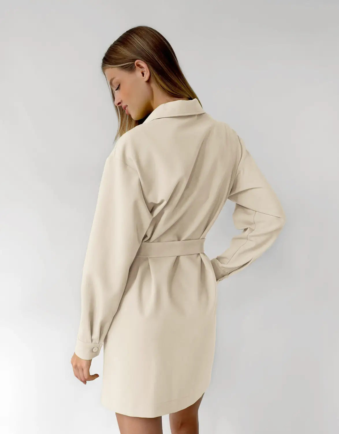 Robe épaule à manches longues kaki Jupe décontractée en polyester pour femmes S-xl